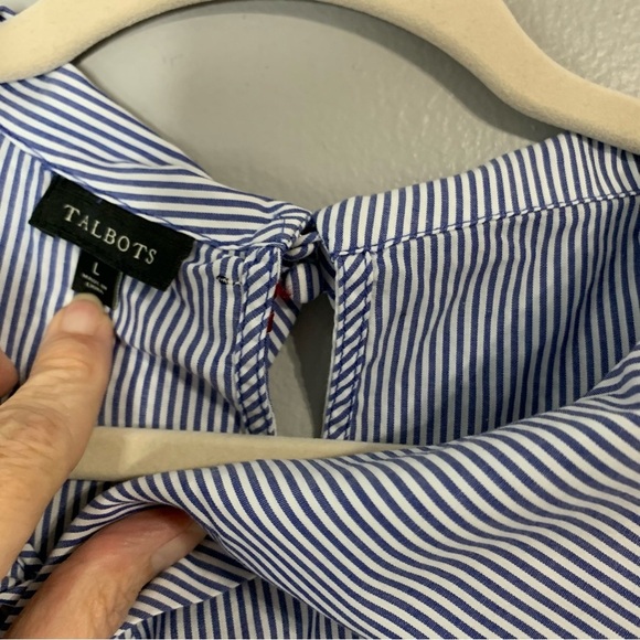 Talbots blue and‎ white striped popover ladybug tunic blouse. Size L - Picture 4 of 9